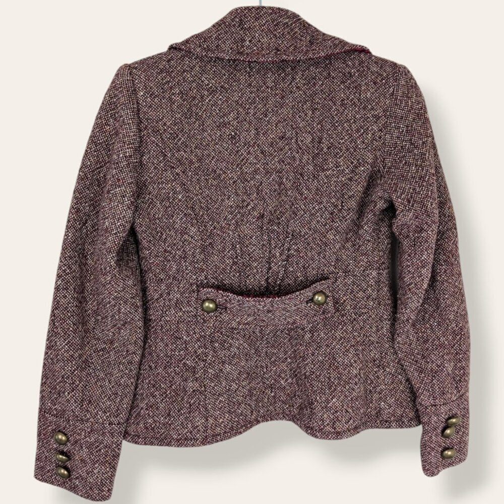 Guess Red Tweed Military-Style Jacket - Picture 9 of 13